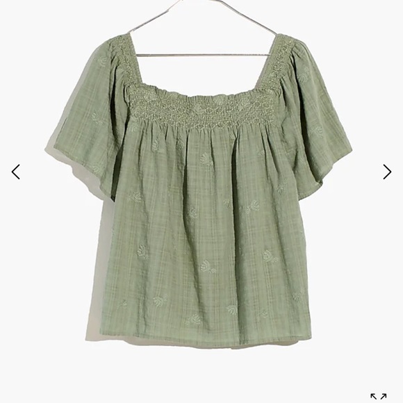 Madewell Square-Neck Smocked Top in Dotted Vines - Picture 3 of 7